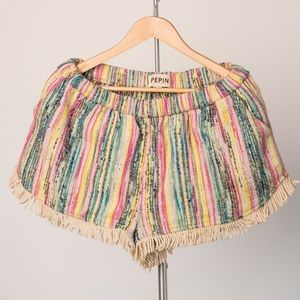 Anthropologie - Pepin Fringe Multi Colored Shorts